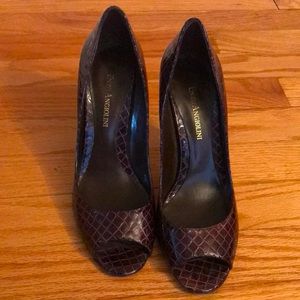 Enzo Angiolini brown peep toe heels. Leather size 7